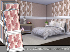 Sims 4 — MB-OpulentWallwear_FeathersSET by matomibotaki — MB-OpulentWallwear_FeathersSET. lovely wallpaper set with white