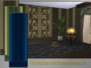 Sims 4 — MB-OpulentWallwear_Bouquet by matomibotaki — MB-OpulentWallwear_Bouquet, elegant wallpaper with stripes and