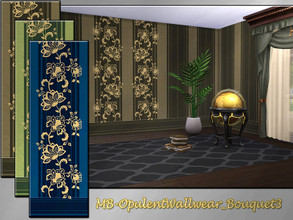 Sims 4 — MB-OpulentWallwear_Bouquet3 by matomibotaki — MB-OpulentWallwear_Bouquet3, elegant wallpaper with stripes and