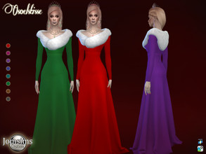 Sims 4 — osoelstisse dress by jomsims — osoelstisse dress for her 8 shades long dress edged with faux fur on the