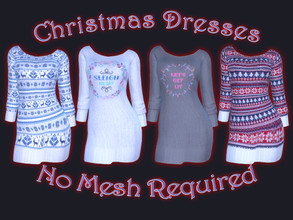 Sims 4 — Christmas Dresses by IJustMakeStuff — Knitted Christmas Dresses 