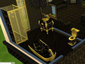 Sims 4 — Swan Toilet by BlackCat27 — Swan Toilet recoloured in black and gold marble. Part of the Swan Bathroom Suite.