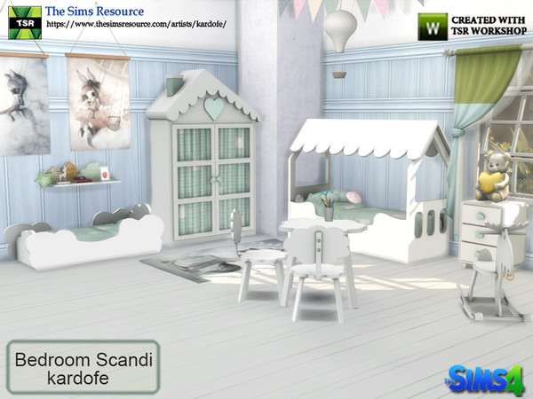 Sims 4 — kardofe_Bedroom Scandi_ by kardofe — Infant bedroom in sweet and soft colours, with a bed for infants and a bed
