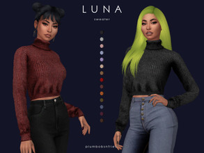 Sims 4 — LUNA | sweater by Plumbobs_n_Fries — New Mesh Knitted Turtleneck Sweater Female | Teen - Elders Cold Weather