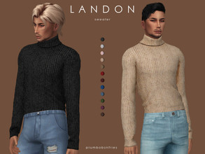 Sims 4 — LANDON | sweater by Plumbobs_n_Fries — New Mesh Knitted Turtleneck Sweater Male | Teen - Elders Cold Weather