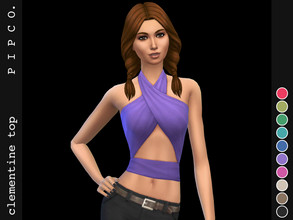 Sims 4 — Clementine Top. by Pipco — A cute wrapped top. 15 swatches - 10 solids and 5 gradients base game compatible ea