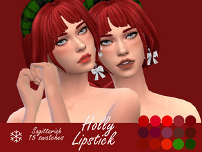Sims 4 — Holly Lipstick by Sagittariah — base game compatible 15 swatches properly tagged enabled for all occults