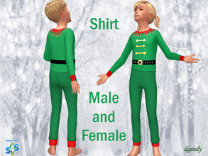 Sims 4 — Christmas Elf Pajamas 2019 Child (Male and Female) Shirt by Dgandy — Matching Elf pajamas for the family this