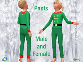 Sims 4 — Christmas Elf Pajamas 2019 Child (Male and Female) Pants by Dgandy — Matching Elf pajamas for the family this
