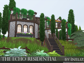 Sims 4 — The Echo Residential by Ineliz — This modern residential offers 3 bedrooms, 3 bathrooms and many other rooms