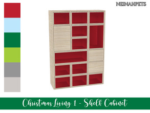 Sims 4 — Christmas Living I - Shelf Cabinet {Mesh Required} by neinahpets — A large shelving cabinet in 6 inlay colors.
