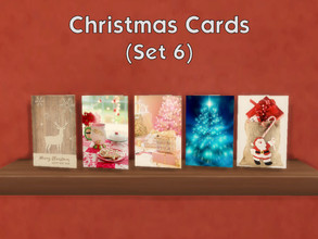 Sims 4 — Christmas Cards (Set 6) [MESH NEEDED] by LuckiSelki — 5 more Christmas themed cards for your sims to choose from