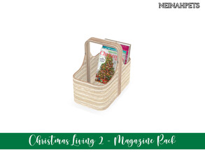 Sims 4 — Christmas Living II - Magazine Rack {Mesh Required} by neinahpets — A wooden magazine basket with Christmas
