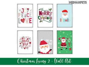 Sims 4 — Christmas Living II - Wall Art {Mesh Required} by neinahpets — A set of 6 Christmas wall art pieces framed.