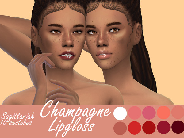 Sims 4 — Champagne Lipgloss by Sagittariah — base game compatible 10 swatches properly tagged enabled for all occults