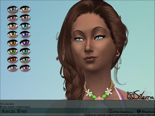 Sims 4 — Angel Eyes by Silerna — 16 different colored eyes. Non-default , located as facial paint.