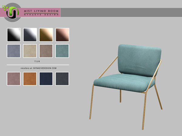 Sims 4 — Mist Living Chair by NynaeveDesign — Mist Living Room - Living Chair Found under: Comfort - Living Chairs Price: