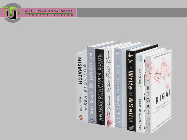 Sims 4 — Mist Books V2 by NynaeveDesign — Mist Living Room - Books V2 Found under: Decor - Miscellaneous Decor - Clutter