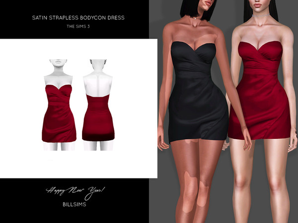 Sims 3 — Satin Strapless Bodycon Dress by Bill_Sims — YA/AF Everyday/Formal Available for Maternity Recolorable - 1