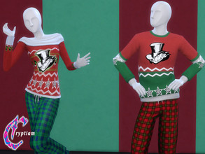 Sims 4 — Holiday Sweaters - Persona 5 CC by Cryptiam — TS4 CC - Persona 5: Holiday Sweaters (Tops) Features: *Male/Female