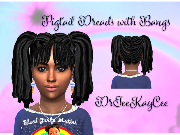 Sims 4 — Pigtail Dreads with Bangs Child by drteekaycee — This is an update of the Pigtail Dreads that now includes a