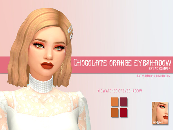 Sims 4 — Chocolate Orange Eyeshadow by LadySimmer94 — BGC 4 swatches eyeshadow Custom Thumbnail ( as seen on the ad )