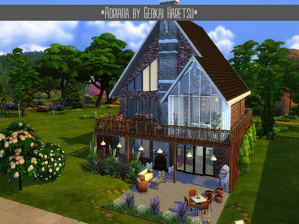 Sims 4 — Adriana | CC by GenkaiHaretsu — Hello, I present to you today big family house witch includes: -4 bathrooms (one