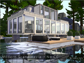 Sims 4 — Modern Scandinavia - No CC by Sarina_Sims — An ultramodern house in the middle of the water with a scandinavian