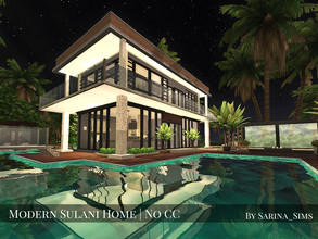 Sims 4 — Modern Sulani Home - No CC by Sarina_Sims — A big and modern house with tropical flair and a large pool.