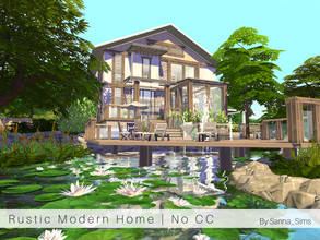 Sims 4 — Rustic Modern Home - No CC by Sarina_Sims — A medium-sized, rustic-modern family house surrounded by nature.