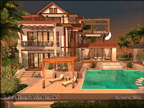 Sims 4 — Sulani Beach Villa - No CC by Sarina_Sims — A very large and rustic-caribbean-modern villa for Sulani with pool
