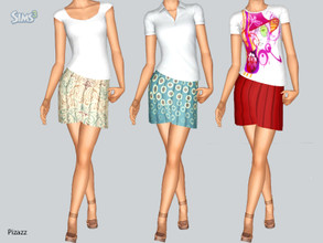 Sims 3 — Pleated Skirt Set by pizazz — A playful fun skirt that can be worn with a T-shirt or dress it up for an evening