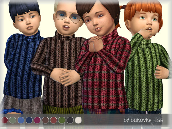 Sims 4 — Sweater Golf m/f by bukovka — Textured sweater for babies toddler of both sexes. Set independently, the new mesh