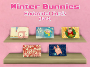 Sims 4 — Winter Bunnies - Horizontal Cards (Set 2) [REQUIRES SEASONS] by LuckiSelki — Five festive Freezer Bunny cards to