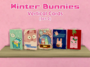 Sims 4 — Winter Bunnies - Vertical Cards (Set 2) [REQUIRES SEASONS] by LuckiSelki — Five festive Freezer Bunny cards to