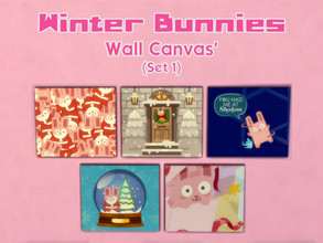Sims 4 — Winter Bunnies - Canvas' (Set 1) [REQUIRES CITY LIVING] by LuckiSelki — Five festive Freezer Bunny canvas' to