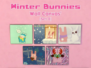 Sims 4 — Winter Bunnies - Canvas' (Set 2) [REQUIRES CITY LIVING] by LuckiSelki — Five festive Freezer Bunny canvas' to