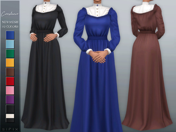 Sims 4 — Constance Dress by Sifix2 — - New mesh - 10 swatches - Base game compatible - HQ mod compatible - Custom