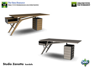 Sims 3 — kardofe_ Studio Zanotta_ Desk by kardofe — Wooden and metal desk table, modern and contemporary design