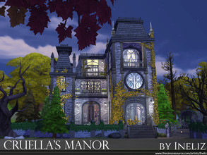 Sims 4 — Cruella's Manor by Ineliz — This gothic estate is based on the The Old De Vil Place, often called De Vil Manor,