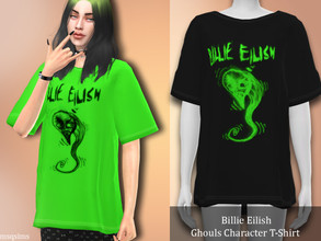 Sims 4 — Billie Eilish Ghouls Character T-Shirt (MESH NEEDED) by MSQSIMS — - 2 Colors - Teen - Elder - Base Game - Custom
