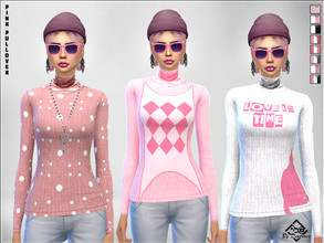 Sims 4 — Pink Pullover  by Devirose — Delightful wool sweater ideal for cold days in shades of pink!. The high collar is
