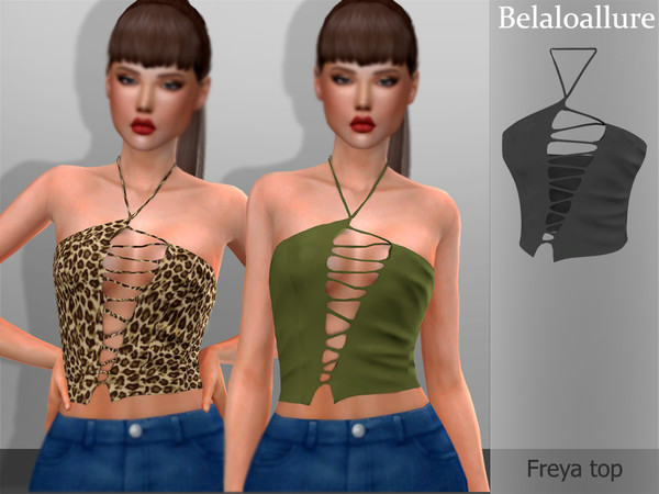 Sims 4 — Belaloallure_Freya top by belal19972 — Laced up asymmetrical top for your sims , enjoy :)