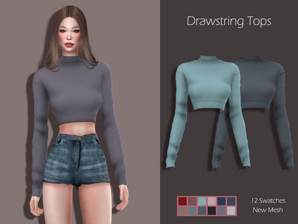 Sims 4 — LMCS Drawstring Tops by Lisaminicatsims — -3.000.000 Dowload Special Gift -Adult-Elder-Teen-Young Adult -New