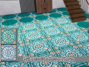 Sims 4 — MB-NeatHallway-Flora by matomibotaki — MB-NeatHallway-Flora, charming floral tile floor in 2 color shades , each
