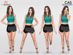 Sims 4 — Pose for Women - CAS Pose - Set 04 by remaron — CAS Pose - UNFLIRTY TRAIT Only for CAS The Poses are in one