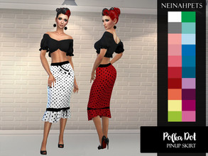 Sims 4 — Polka Dot Pinup Skirt {Vintage Glamour Needed} by neinahpets — A pencil skirt with a ruffle bottom accented by