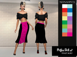 Sims 4 — Polka Dot Pinup Skirt v2 {Vintage Glamour Needed} by neinahpets — A ruffle bottom pinup skirt with a polka dot