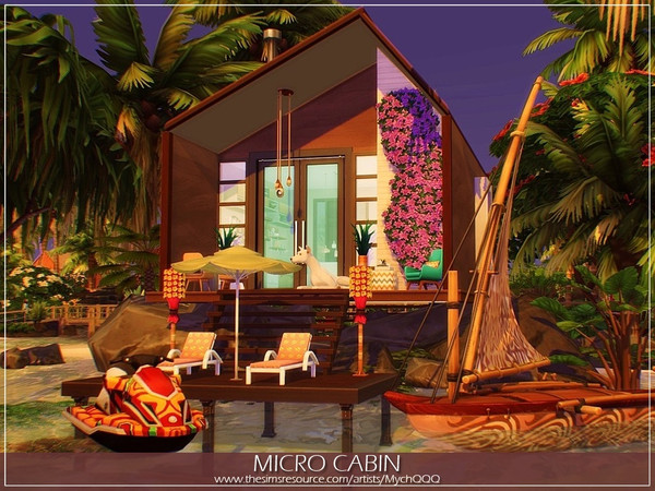 Sims 4 — Micro Cabin by MychQQQ — Lot: 30x20 Value: $ 42,676 Lot type: Tiny Home (Tier 3) House contains: - 1 bedroom /