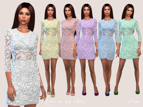 Sims 4 — Lace in Six Colors by Paogae — Short lace dress with transparencies, in six delicate pastel colors. Standalone